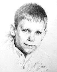 Детский портрет карандашом. . © Точин Алексей.