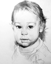 Детский портрет. бумага, графитный (простой) карандаш. © Алексей Точин Портреты карандашом.