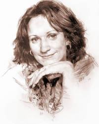 Женский портрет по фото. бумага, сепия (в карандаше). © Алексей Точин Портреты карандашом.