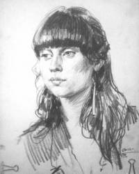 Портрет девушки с натуры. бумага, графитный (простой) карандаш. © Алексей Точин Портреты карандашом.