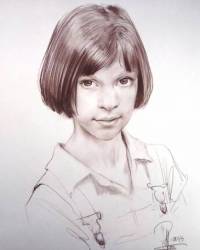 Портрет девочки с натуры. бумага, сепия (в карандаше). © Алексей Точин Портреты карандашом.