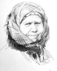 Портрет бабушки. бумага, графитный (простой) карандаш. © Алексей Точин Портреты карандашом.