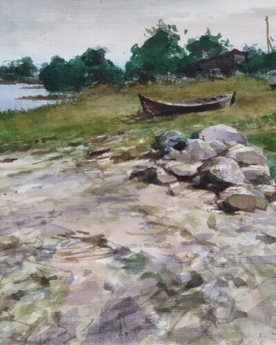 Пейзаж с лодочкой. . © Точин Алексей.