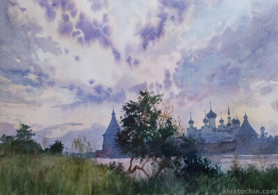 Diminuendo. Вечер в Соловках. бумага, акварель. © Алексей Точин Акварель.