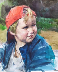 Детский портрет акварелью. бумага, акварель. © Алексей Точин Портреты акварелью.