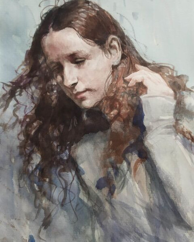 Женька. бумага, акварель. © Алексей Точин Портреты акварелью.