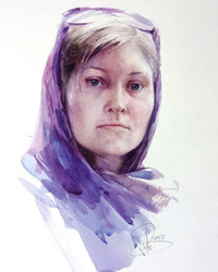Женский портрет акварелью. бумага, акварель. © Алексей Точин Портреты акварелью.