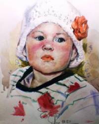 Детский портрет. бумага, акварель. © Алексей Точин Портреты акварелью.