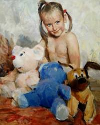 Детский портрет маслом на холсте. холст, масло. © Алексей Точин Портреты маслом на холсте.